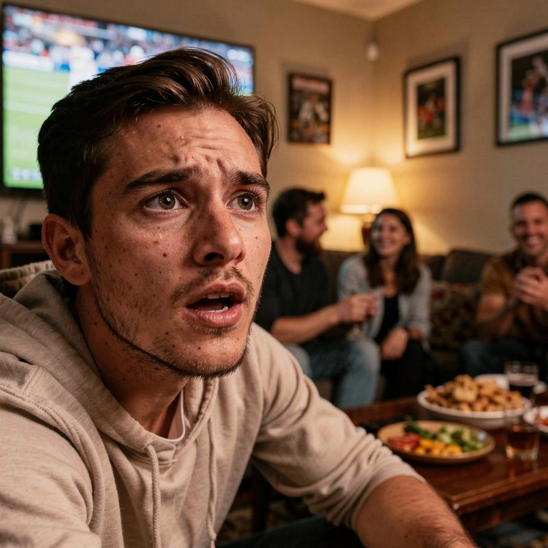 Supporters chatting around a table before a football watch party