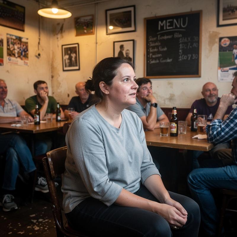 Small group of football fans watching a match together in a casual venue